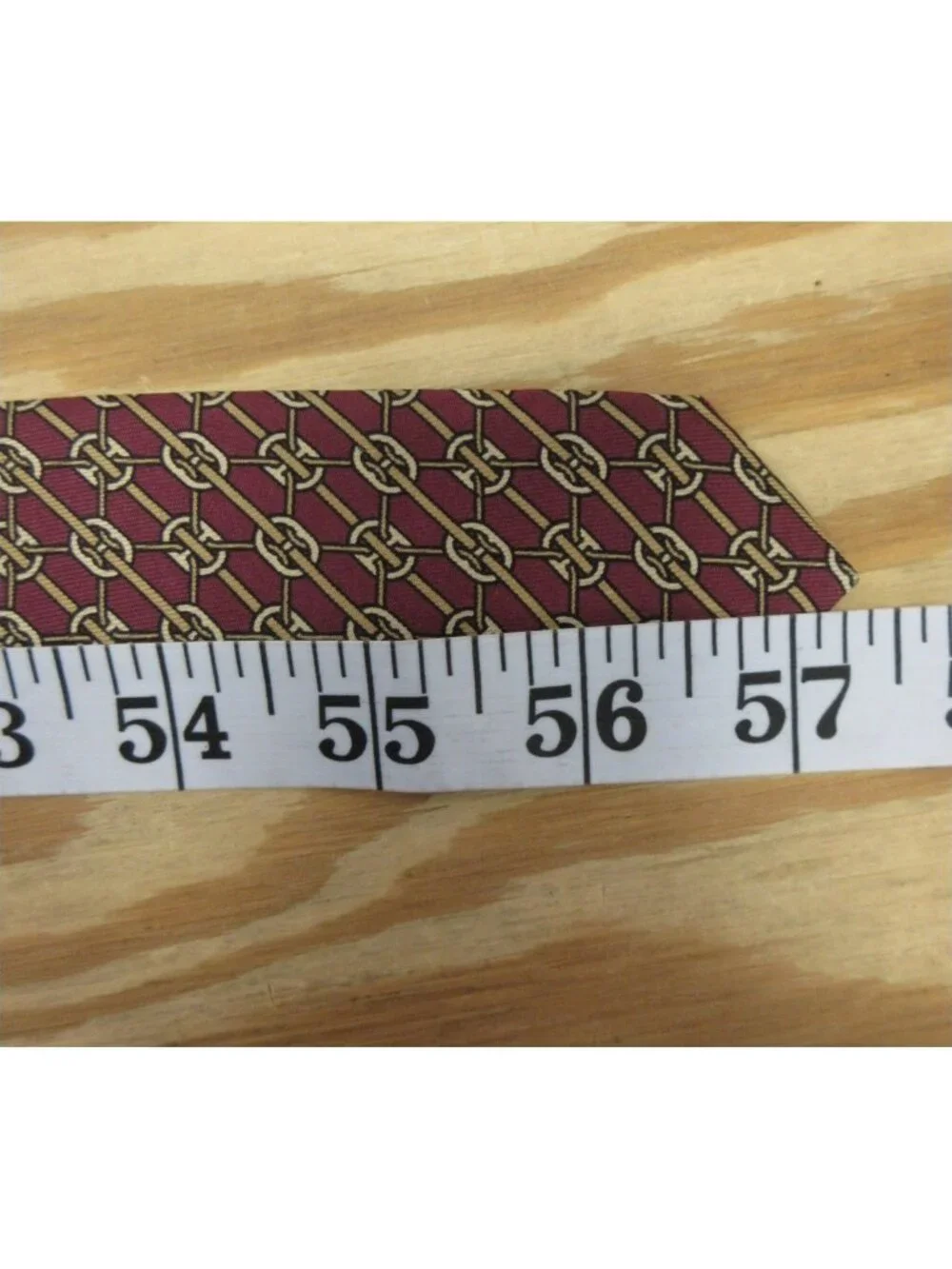 VINTAGE Hermes Neck Tie Red Silk Equestrian Chain Link 802 MA